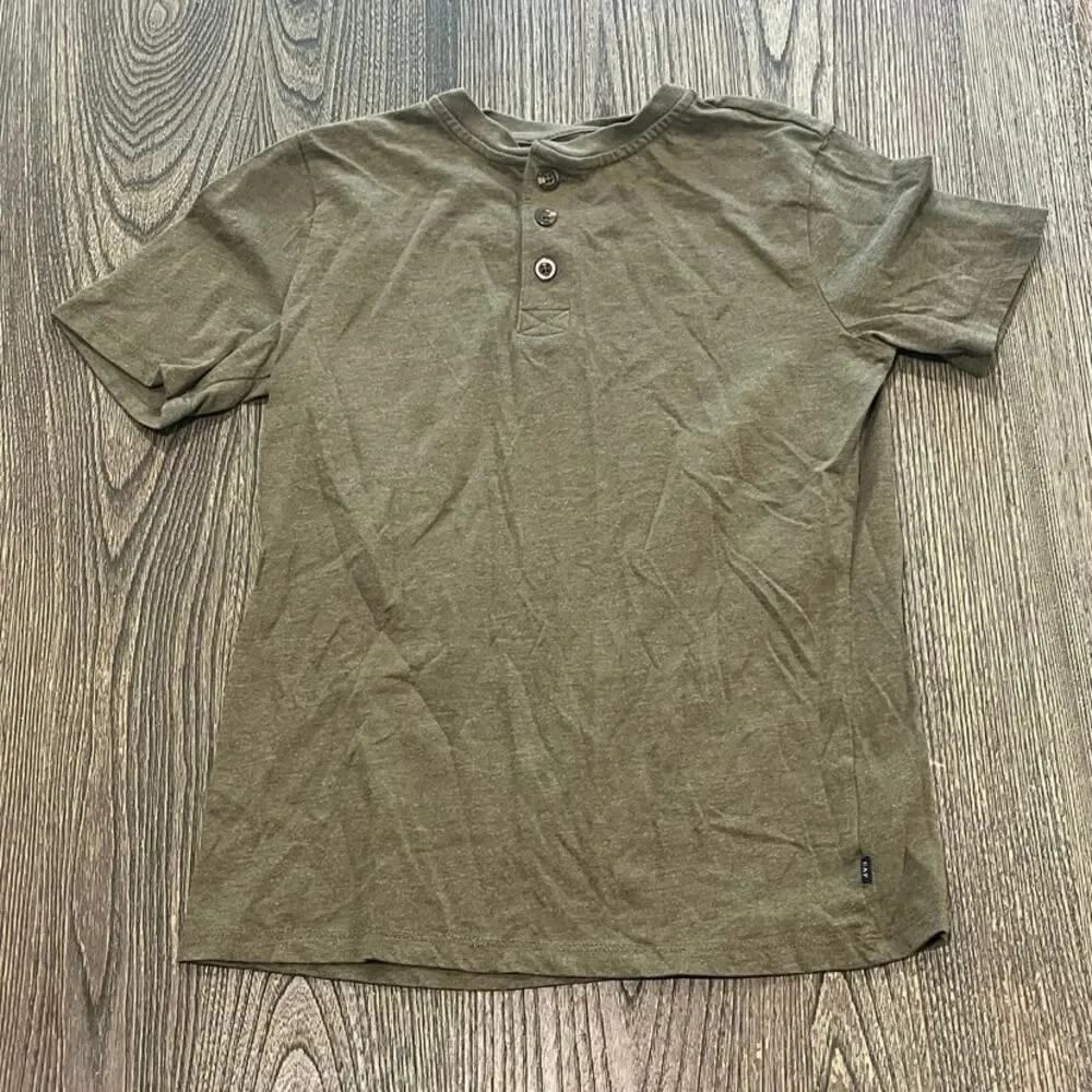 Gap Kids Boys Button Front T-Shirt Top Short Sleeve Army Green Size L 10-12